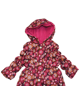 Girl Berry Floral Design Heavyweight Puffer Jacket