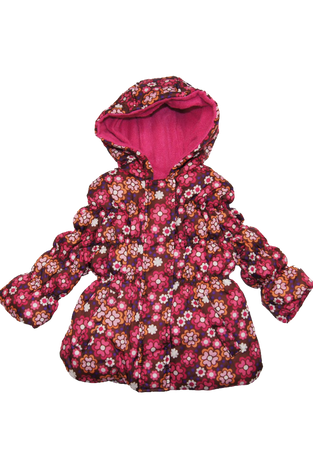 Girl Berry Floral Design Heavyweight Puffer Jacket