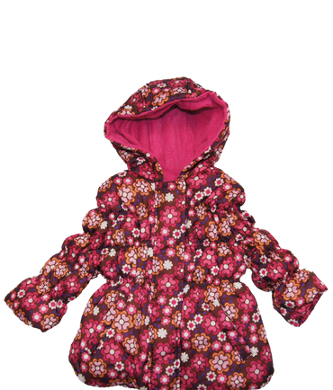 Girl Berry Floral Design Heavyweight Puffer Jacket