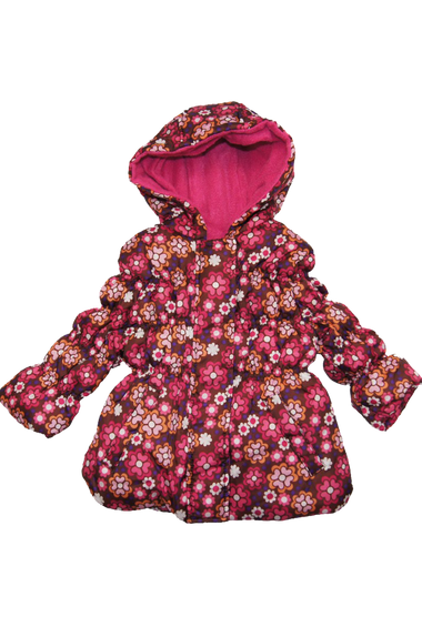 Girl Berry Floral Design Heavyweight Puffer Jacket